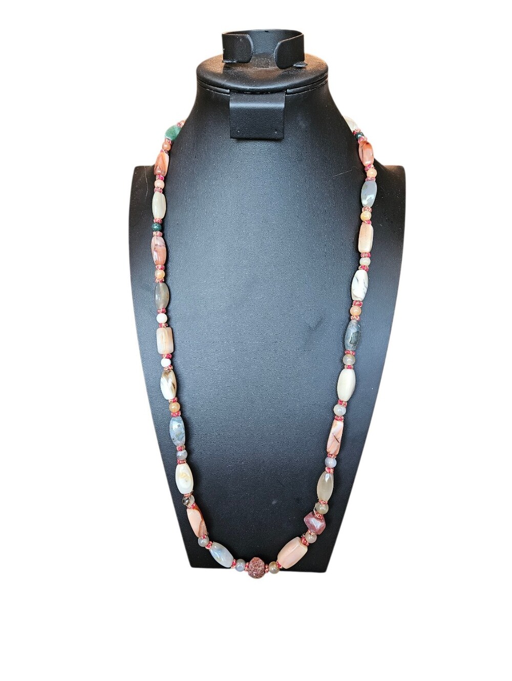Vintage Gemstone Bead Necklace 34"